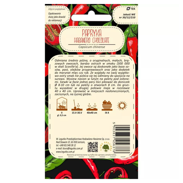 Kineska paprika Habanero čokoladna - Capsicum chinense
