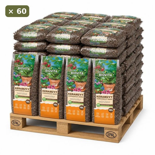Keramzyt ogrodniczy Agro 18L 8-16mm BIOVITA – paleta 60 szt.