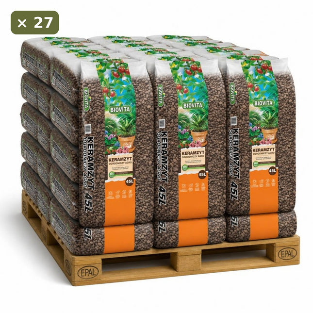Keramzyt ogrodniczy Agro 45L 8-16mm BIOVITA – paleta 27 szt.