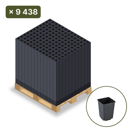 Paleta doniczek produkcyjnych wysokich 9x9x13 cm 0,75 L Desch – 9 438 szt. (wizualizacja)
