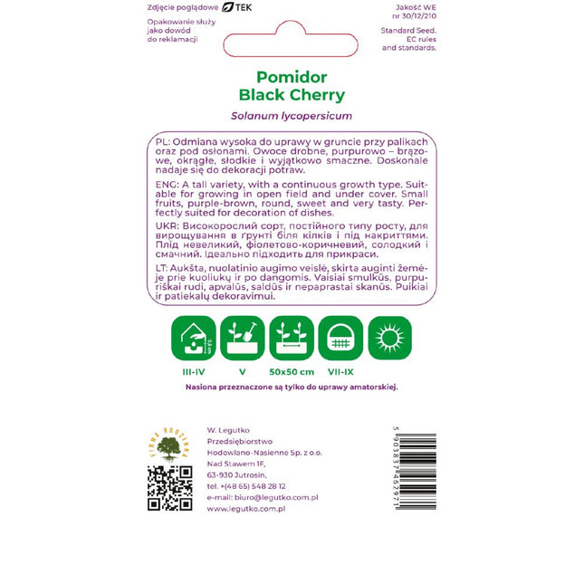 Pomidor gruntowy wysoki Black Cherry - Solanum lycopersicum